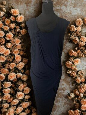 Rich Navy Ruche Dress - Never Worn